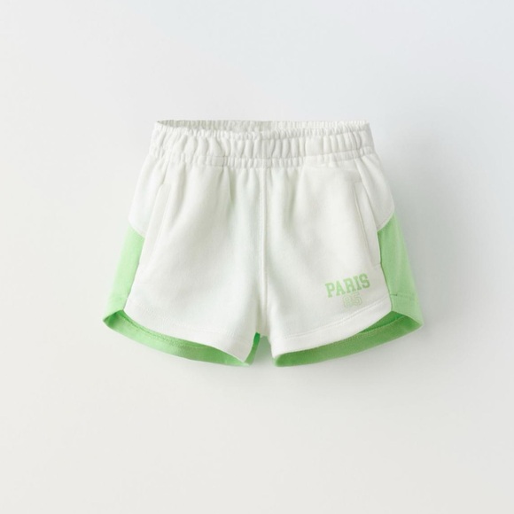 Zara Other - NWT 7Y cotton block text shorts Paris